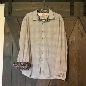 Robert Graham Plaid Shirt with Floral Trim